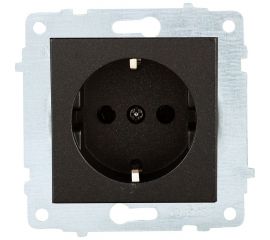Механизм розетки OVIVO с заземлением, черный металлик, 600-000317-217 