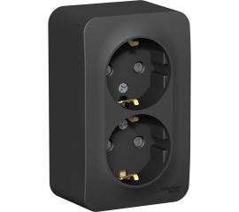 Розетка Schneider Electric Blanca о/у, двойная, с заземлением, со шторками, изол.пл., 16а, 250в, антрацит BLNRA011216 