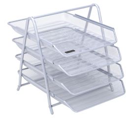 Горизонтальный лоток для бумаг BERLINGO Steel&Style 4 секции, металл, серебристый BMs_41041 