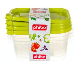 Комплект контейнеров с клапаном Phibo ФРЭШ 0.6 л, зеленый, 4 шт. 433139809 