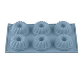 Форма для выпечки PERFECTO LINEA силиконовая, прямоугольная, на 6 кексов, 28.5x17.5x4 см, голубая 20-003728 