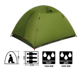 Треккинговая палатка Maclay DAKOTA 3, 210x205x130 см 5385299 