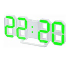 Часы-будильник Perfeo LED LUMINOUS белый корпус, зелёная подсветка 30010071 