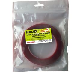 Акриловая двусторонняя клейкая лента Holex 12 мм х 5 м, 1 мм, прозрачная, блистер HAS-93885 