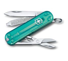Нож-брелок Victorinox Classic SD Colors Tropical Surf 58 мм, 7 функций, полупрозрачный 0.6223.T24G 