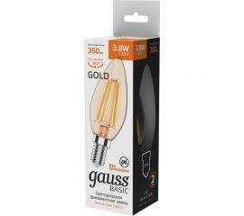 Лампа Gauss basic filament свеча 3,8w 350lm 2400к е14 golden led 1/10/50 1037154 