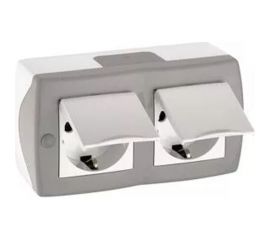 2-я розетка с крышкой MONO ELECTRIC Octans, с заземлением, серая 104-020001-184 