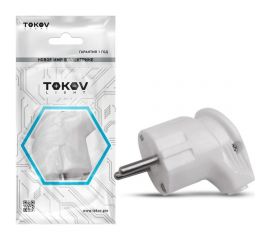 Угловая вилка TOKOV ELECTRIC 16А 250В с заземлением белая TKL-PLUZ-C01 