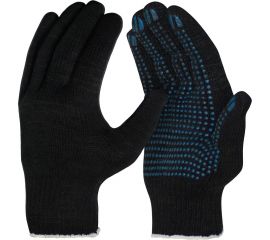 Перчатки ООО ЛидерТекс 10 класс, 5 нитей черные, с ПВХ, 4670070000864 