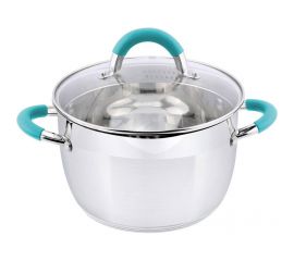 Кастрюля Mallony BRAVO объем 2.9 л из нержавеющей стали с крышкой из жаропрочного стекла размер 18x115 см 005429 