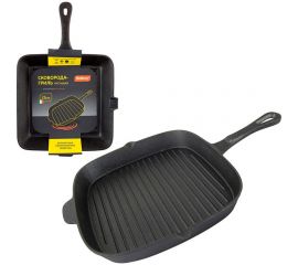 Квадратная чугунная сковорода-гриль Mallony GPR-26C, 26x26 см чугунная ручка 985043 