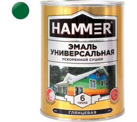 Универсальная эмаль HAMMER ускоренная сушка, глянцевая, зеленая, 0,9 кг / 14 ЭК000144074 