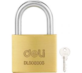 Навесной латунный замок DELI 40 мм dl508905 (автомат, 3 ключа, закаленная дужка) 118497 