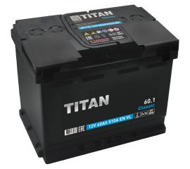 Аккумулятор TITAN CLASSIC, 60.1 VL (П.П.) 510А, 242x175x190 4607008889888 
