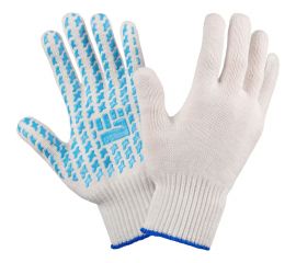 Плотные трикотажные перчатки Фабрика перчаток, с ПВХ, 10 класс, 6 нитей, белые, р.L 6-10-ПЛ-БЕЛ-(L) 