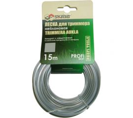 Леска нейлоновая ПРОФИ (3 мм; 15 м; квадрат/сердечник) для триммера SKRAB 28376 