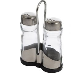 Набор Mallony SPEZIA из 3 предметов: солонка 40 мл и перечница 40 мл на подставке нержавеющая сталь, стекло 009367 