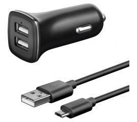 Универсальное автомобильное зарядное устройство AKAI 2хUSB, 2.4 A, черный, + кабель micro USB CH-6D08B 