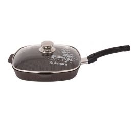 Сковорода-гриль Kukmara квадратная, 280x280 мм, со съемной ручкой, со стеклянной крышкой, АП, кофейный мрамор сгкмк282а 