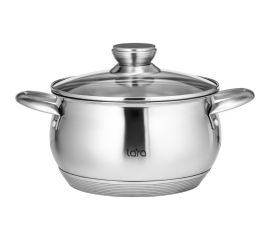 Кастрюля Lara МАЙАМИ нержавеющая сталь 3.5 л 20x11.5 см, капсулированное 9-ти ступенчатое дно, крышка, шкала LR02-422 