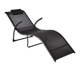 Складной садовый шезлонг GoGarden ACADIA 183x55x70 см, черный 50312 