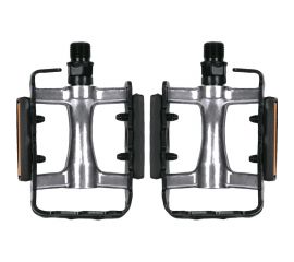Педали Feimin FP-980Alu, 100х65мм, база алюминий, стальная ось, рамка алюминий, 350гр, серебристый/черный H000013479 