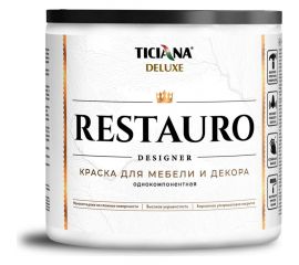 Акриловая краска для мебели и декора Ticiana DeLuxe RESTAURO белый, 0.45 л 4300011514 
