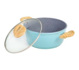 Кастрюля FERCASTI Color 4 л, литой алюминий, со стеклянной крышкой, голубой F/КС-4-BL 