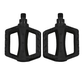 Педали Feimin FP-651, 95х78мм, 1\2, моноблок пластик, стальная ось, 12мм, 300гр, черные H000013481 