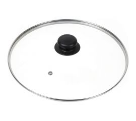 Крышка для посуды DANIKS стекло, 28 см, металлический обод, кнопка бакелит, черный, д4128ч 430305 