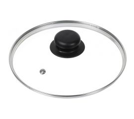 Крышка для посуды DANIKS стекло, 20 см, металлический обод, кнопка бакелит, черный, д4120ч 430301 