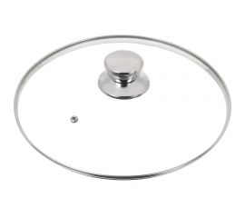 Крышка для посуды DANIKS стекло, 28 см, металлический обод, кнопка нержавеющая сталь, д5728 430310 