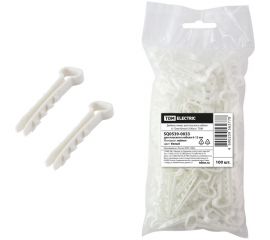 Дюбель-хомут для плоского кабеля TDM 6-12 мм белый 100 шт SQ0539-0033 