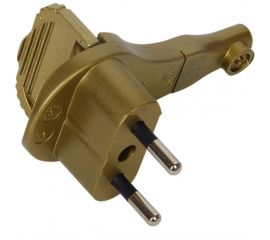 Плоская угловая вилка Electraline 6А золотая 55058 