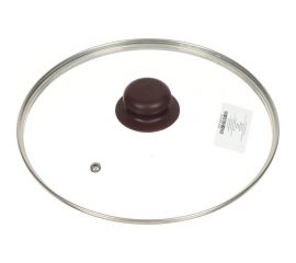 Крышка для посуды DANIKS стекло, 24 см, коричневый, металлический обод, кнопка бакелит, д4124k 427612 