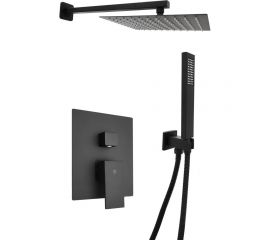 Встраиваемый смеситель для душа SANTREK AQUA-1052 (SAP-1052) квадратная лейка, черный (тропическая лейка 25x25 см) 312279 