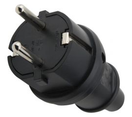 Вилка прямая, черная, 10/16A Electraline 55028 