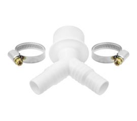 Двойной штуцер с хомутом для сливного шланга стиральных машин MasterProf d40 - 19/22 мм ИС.110665 