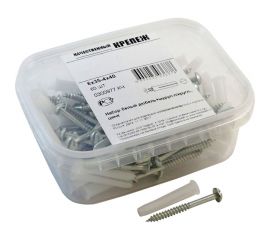 Набор Качественный КРЕПЕЖ белый дюбель 6х35 + шуруп 4х40 п/гол. оцинк. 60 шт 0300977 КЧ 