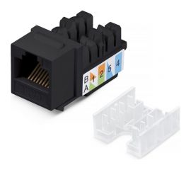 Вставка Keystone Cabeus Jack RJ-45, категория 6, заделка тип 110, черная, со стяжкой KJ-RJ45-Cat.6-90-SW-BK 