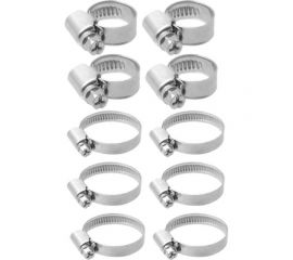 Набор обжимных червячных хомутов MasterProf 5 размеров: 10-16, 12-20, 16-25, 20-32, 25-40 мм, оцинк, 20 шт. ИС.140933 