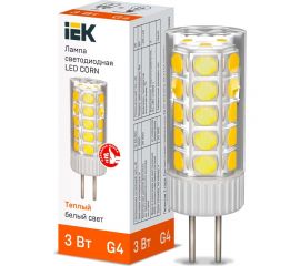 Светодиодная лампа IEK corn капсула 3вт 12в 3000к керамика g4 LLE-CORN-3-012-30-G4 