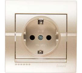 Розетка Lezard DERIY, с заземлением, керамика, жемчужно-белая, металлик, 702-3030-122 