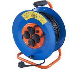 Силовой удлинитель на металлической катушке АБК-СИЛА 4 гнезда с заземлением и крышками IP54, длина кабеля 30м 2348402 