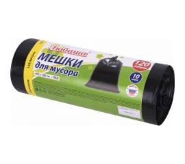 Мешки в рулоне для мусора 120 л, черные, 10 шт, ПВД, 30 мкм, 65x100 см ЛЮБАША 608096 