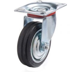 Промышленное поворотное колесо Tech-Krep D75 оцинкованная сталь с резиновой шиной и роликоподшип., площадка - накладка 148520 