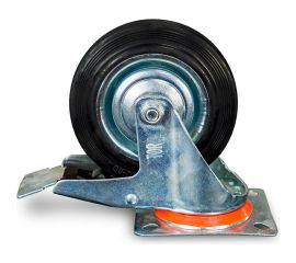 Колесо поворотное резиновое MW120 160 мм с тормозом TOR 1022090 
