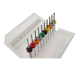 Микросверла твердосплавные по пластику, дереву, текстолиту 10 шт, 0.3-1.2 мм, S=3 мм, l=10 мм, L=38 мм PROCUT DL017101 