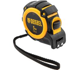 Рулетка Denzel 5 м, 19 мм, автоматическая фиксация, нейлоновое покрытие, магнит. зацеп, двухсторонняя разметка 31521 