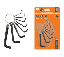 Набор ключей TDM Гранит HEX на кольце, 8 шт, 1.5 - 8 мм, углеродистая сталь SQ1020-0203 